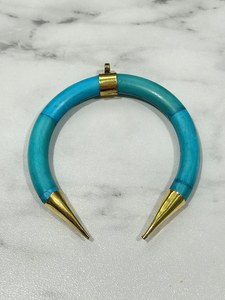 Ox Horn Pendant Necklace with Unique <b>Moon</b> and Lock Design Classic Style From India - Product Image 2