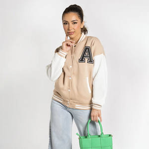 2024 personnalisé femmes varsité veste Letterman Vintage décontracté Bomber hiver manteau XL taille respirant tricoté poche décoration - Product Image 3