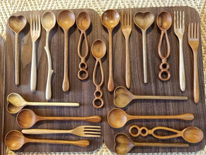 ช้อนไม้บีชวู้ดแข็งทำด้วยมือสำหรับผสมอบและเตรียมอาหารพร้อมที่จับตามหลักสรีรศาสตร์ - Product Image 2