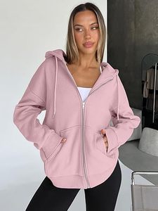 Sudaderas con capucha y cremallera de gran tamaño para mujer, chaquetas de invierno informales a la moda de otoño, diseño de punto transpirable para otoño - Product Image 2
