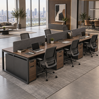 Poste de travail de bureau moderne modulaire pour 4 personnes avec armoire de rangement pour bureau commercial