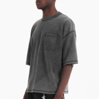 T-shirts en coton vintage lavés surdimensionnés pour hommes, design personnalisé, uni, poids lourd, unisexe