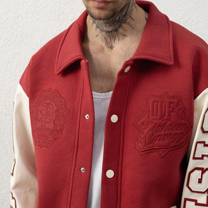 Wholesale Custom Stylish Chenille Embroidery Patched Genuine Leather Sleeves <b>Plain</b> Baseball Plus Size Men's <b>Varsity</b> <b>Jackets</b> - Product Image 5