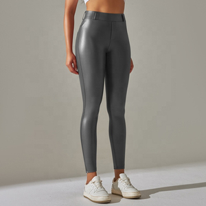 Women Thick Thin Fleece <b>Lined</b> Butt Lifting PU Faux Black Leggings Stretch <b>Tights</b> High Waist Leather Pants With Pockets - Product Image 4