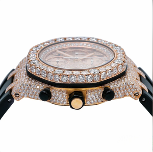 Reloj de Lujo para Hombre, Estilo Hip Hop, con Diamantes Moissanite, Correa de Goma Azul, Mecánico, Analógico, con Incrustaciones de Diamantes - Product Image 3