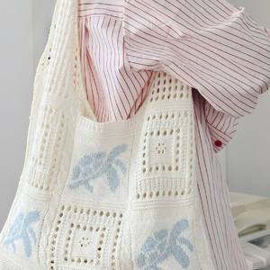 Bolso de Hombro Tejido de Moda para Mujer, Diseño de Tortuga, con Dos Asas, Abierto, para Viajes, Playa y Vacaciones de Verano - Product Image 4
