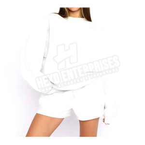 LOGOTIPO personalizado de alta calidad Cuello redondo Casual Color sólido Deporte Camisa de manga larga y pantalones cortos - Product Image 2