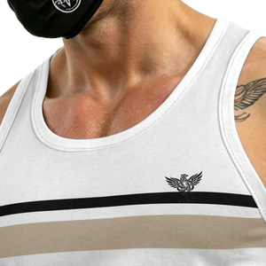 <b>Mens</b> Striped Ribbed Tank Top Sleeveless Muscle Fit <b>Sports</b> <b>Vest</b> Breathable Stretch Knit Athletic Gym Workout Summer Fitted - Product Image 3