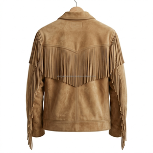 High Quality Genuine <b>Suede</b> Leather Breathable Eco-Friendly Windproof Fringe <b>Jacket</b> for Men Western Style Cowboy Moto <b>Jacket</b> - Product Image 2