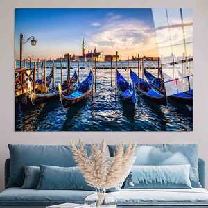 Impresión en lienzo de arte mural de góndola de Venecia, elegante vista de Italia para decoración del hogar, arte en vidrio templado - Product Image 1