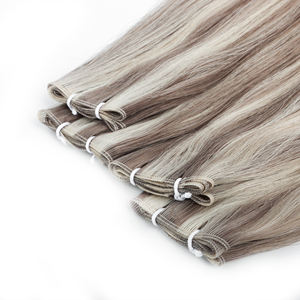 Capelli grezzi Top Ranking europeo 12A doppio disegno russo invisibile legato a mano geniale trama capelli extension capelli umani - Product Image 4