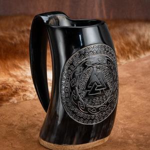 Super Design corne tasse à boire gravure grandes tailles pour Vikings authentique poli utilisation personnalisée tasse de fête Style américain main - Product Image 1