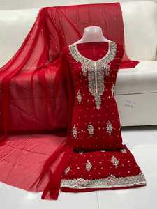 Designer Embroidered Genuine Leather High-quality All-season <b>Pakistani</b> Women's <b>Eid</b> Collections New Arrivals Lehenga Choli <b>Dress</b> - Product Image 6