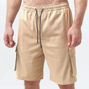 65% Polyester 33% Rayon 2% Elastane Cobblestone <b>Knee</b> <b>Length</b> Cargo <b>Shorts</b> with Contrast Printed Inner Legging - Product Image 3