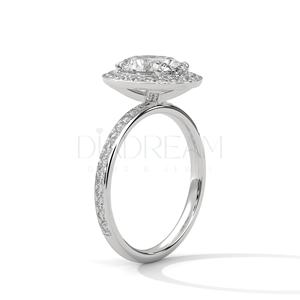 Anillo de claridad VVS de diamante de moissanita de corte ovalado y redondo, joyería de propuesta de compromiso clásica de oro blanco sólido de 14KT - Product Image 5