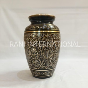 Handcrafted Brass Cremation Urn with Floral Engraving Premium Adult Ashes <b>Storage</b> Vintage Memorial Urn Trending Funeral Supply - Product Image 3