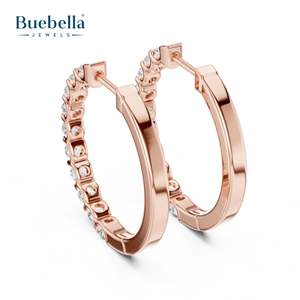 Offre Spéciale personnalisé 925 argent Sterling plaqué argent rond cerceau taille brillant laboratoire cultivé diamant Hip Hop Style boucle d'oreille pour les femmes - Product Image 4