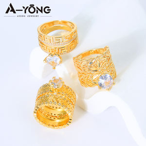 خواتم زفاف فاخرة عالية الجودة من الزركونيا قابلة للتكديس، تصميم فريد وعصري مطلي بالذهب عيار 18 قيراط، خاتم خطوبة للأزواج للحفلات - Product Image 4