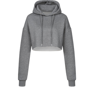 เสื้อครอปมีฮู้ดคอตตอน GSM สำหรับผู้หญิง320มีฮู้ดเสื้อครอปคอตตอนเข้ายิม - Product Image 3