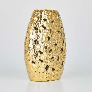Modern Gold Accent Artistic Metal <b>Vase</b> Trendy Flower Design Decorative Brass Casted <b>Unique</b> Contemporary Piece - Product Image 3