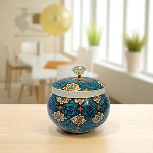 กล่องผลไม้แห้งโลหะลายดอกไม้โบราณพร้อมช่องเก็บของทนทานสำหรับเป็นของขวัญงานแต่งงานและบ้าน - Product Image 3