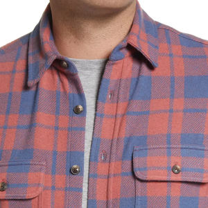 Chemise en flanelle à manches longues pour hommes, tissu en coton personnalisé, style décontracté, chemises en flanelle unie - Product Image 2