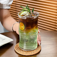 Verre à boire en verre borosilicate de haute qualité 415 ml, transparent, à taille irrégulière, soufflé à la main, pour café glacé et thé, avec logo personnalisé