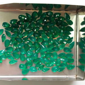 Pierre précieuse en onyx vert naturel, taille poire 5x3 mm, qualité supérieure, pierre brute pour la fabrication de bijoux - Product Image 2