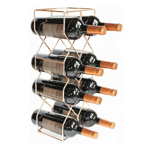 Modern Stackable Wine Rack 8 Bottles Holder Organizer Countertop Liquor Storage Metal <b>Shelf</b> - Product Image 1