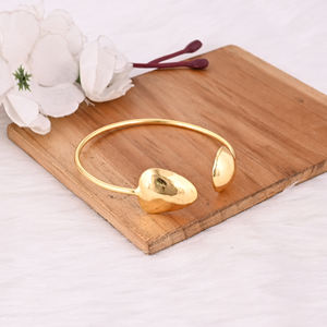 Brazalete de Latón Chapado en Oro de Alta Calidad, Diseño Simple y Moderno, Joyería Ajustable Personalizada para Mujeres y Niñas - Product Image 5