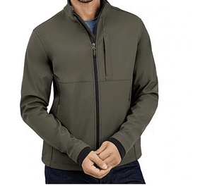 Chaqueta cortavientos de invierno softshell transpirable con cremallera y estampado para hombre, ideal para trabajo al aire libre. Producto muy demandado. - Product Image 1
