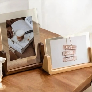 Cadre photo personnalisable en bois de chêne léger fait à la main, cadeau pour musicien, cadre photo en bois dur naturel, présentoir de bureau, vente en gros - Product Image 5