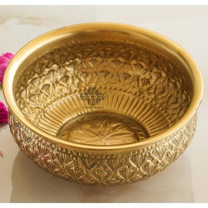 IndianArtVilla Brass Embossed Decorative Pot for Home & Restaurant Use-Tableware for Home Decor & Storage - Product Image 3