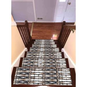 Alfombra para Escaleras, Alfombra Marrón, Alfombra Tradicional, Alfombra Estampada, Alfombra de Lana con Reverso de Látex - Product Image 5