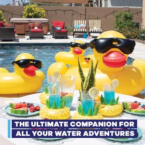 Tubo Flotador Inflable de Goma con Diseño de Pato Derby, Tendencia de Verano, Paquete de 3, Juguete de Piscina para Niños, Anillo de Natación, Edad 3+ Años, Capacidad 70 Libras - Product Image 6