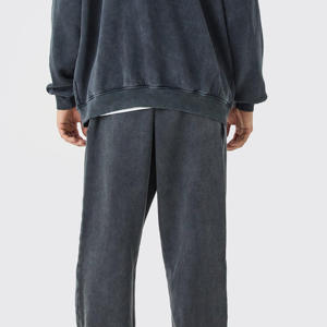 Conjuntos de pantalones de chándal con capucha para correr de alta calidad, chándales acampanados con lavado ácido de piedra de gran tamaño con logotipo personalizado para hombres - Product Image 6