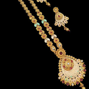 JOYERÍA DE COBRE TRADICIONAL Y DE MODA INDIA CONJUNTO DE JOYERÍA DE BODA NOVIA PARA MUJER CONJUNTO DE PENDIENTES Y COLLAR - Product Image 1