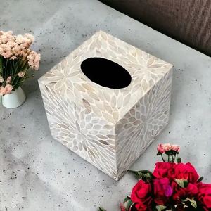 Lujosa funda de caja de pañuelos de nácar, servilleteros decorativos para sala de estar, mesita de noche, decoración elegante de nácar - Product Image 5