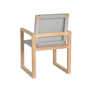 Silla de comedor nórdica moderna con marco de madera y asiento y respaldo de cuerda tejida para interiores y exteriores de comedor sofisticados - Product Image 6