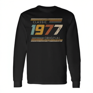 T-shirt classica vintage a maniche lunghe edizione compleanno 1977, originale promozionale vintage 1977 - Product Image 2