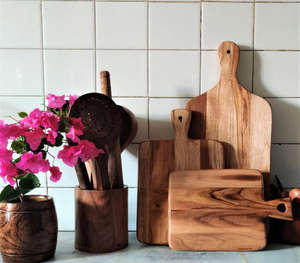 เขียงไม้สำหรับเสิร์ฟพร้อมที่จับตกแต่ง - Product Image 1