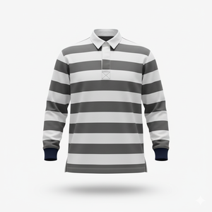 Polo de rugby retro unisex vintage manga larga casual streetwear top - Product Image 1