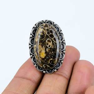 แหวนหินทอร์ติญ่าธรรมชาติ ขอบเงิน ปรับขนาดได้ ฟรีไซส์ ของขวัญลำลองสำหรับเด็ก เครื่องประดับราคาดีที่สุด - Product Image 1