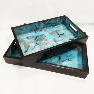 Plateau en résine vert brillant avec bords incurvés Organisateur élégant pour la décoration intérieure, la salle de bain ou le bureau Fruits décoratifs pour la maison - Product Image 6