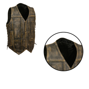 Respirant cuir de vachette Club Style hommes en cuir motard gilet moto moto vélo gilet Cowboy gilet pour hommes 2025 Service OEM - Product Image 6