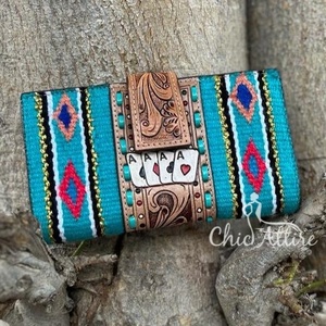 Nouvelle couverture de selle aztèque pochette en cuir Western élégant à deux volets femmes portefeuilles usiné à la main Gamble vente chaude embrayages de sculpture - Product Image 1