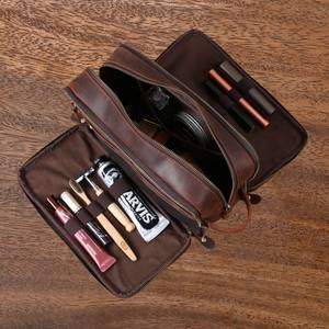 Portable Genuine <b>Leather</b> <b>toiletry</b> <b>Bag</b> for Carring Daily Essentials While Traveling - Product Image 2