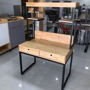 BD68086 Rubber Wood Computer <b>Desk</b> with Drawers and <b>Shelves</b> - Product Image 3