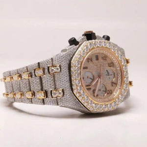 Montre en acier inoxydable de forme ronde, qualité VVS, tendance Hip Hop, sertie de diamants, directement du fabricant en Inde, qualité d'exportation - Product Image 4