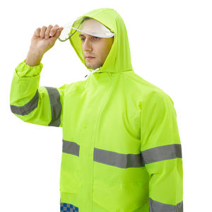 Traje de Chaqueta y Pantalón Impermeable de Alta Visibilidad Resistente al Fuego con Logotipo Personalizado, Ropa de Trabajo de Poliéster para Camping y Senderismo, Envío Inmediato - Product Image 2